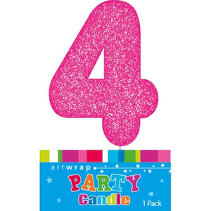 Pink Glitter Candle Number #4