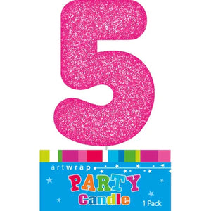 Pink Glitter Candle Number #5