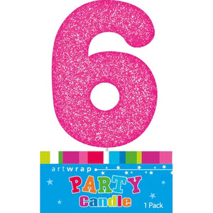 Pink Glitter Candle Number #6