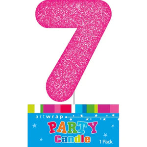 Pink Glitter Candle Number #7