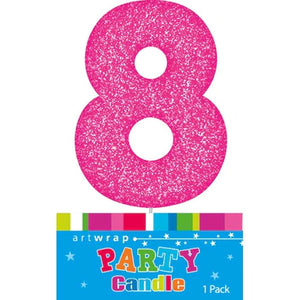Pink Glitter Candle Number #8