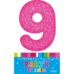 Pink Glitter Candle Number #9