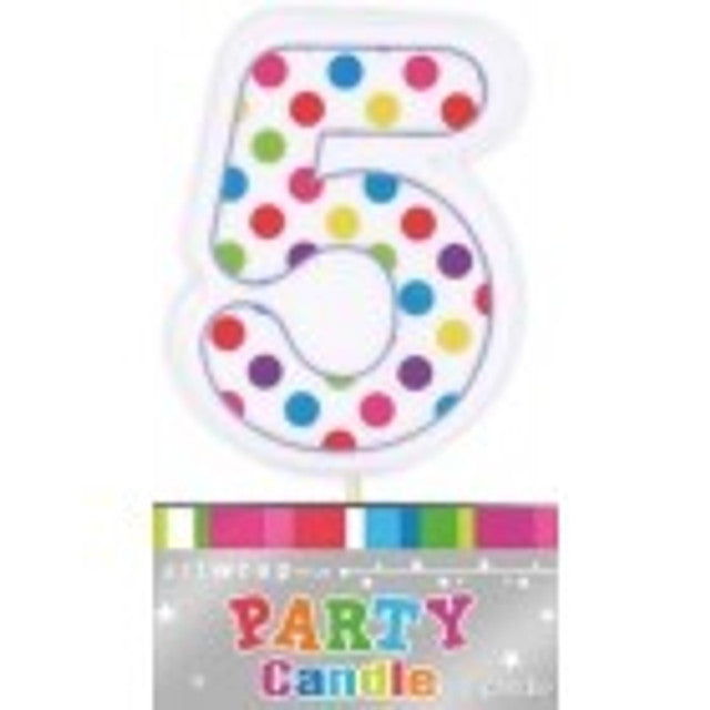 Polka Dot Candle Number #5