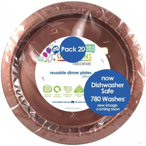 Rose Gold Plastic Dinner Plates - Pack of 20