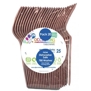 Rose Gold Plastic Forks - Pack of 20