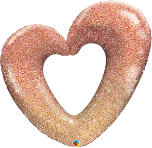 Rose Gold Glitter Ombre Heart  SuperShape Foil Balloon UNINFLATED