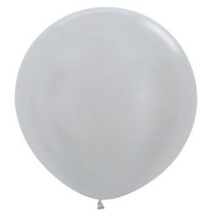 3ft Round Silver Sempertex Plain Latex Balloon UNINFLATED