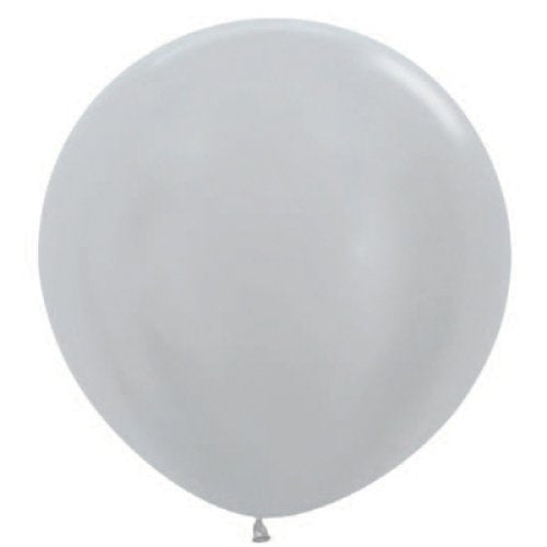 3ft Round Silver Sempertex Plain Latex Balloon UNINFLATED