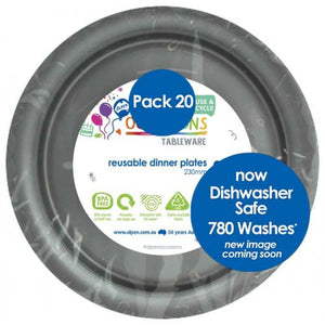 Silver Plastic Dinner Plates - Pack of 20
