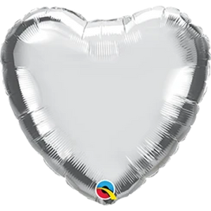 36" Heart Silver Qualatex Plain Latex Balloons UNINFLATED