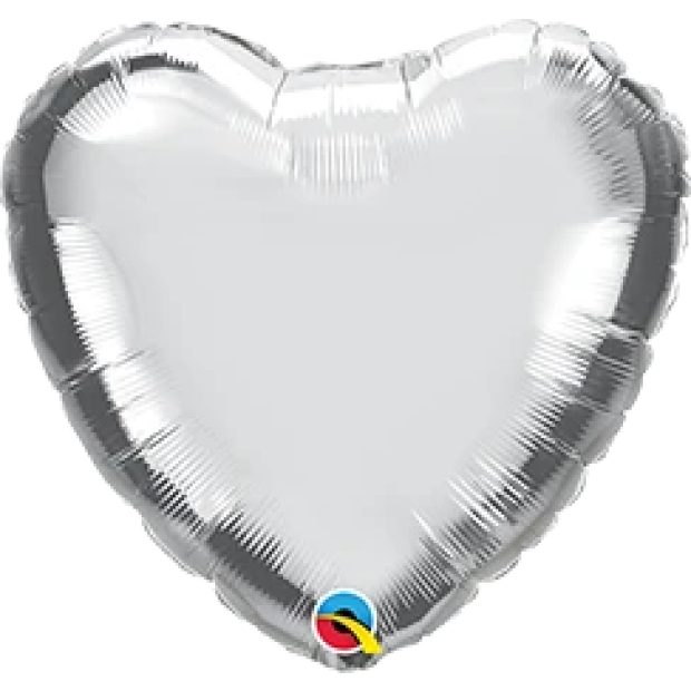 36" Heart Silver Qualatex Plain Latex Balloons UNINFLATED