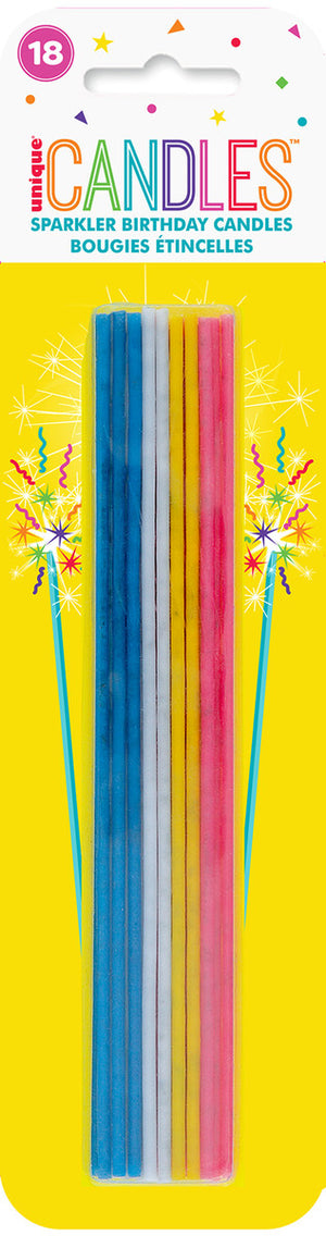 Slim Sparkler Birthday Candles Rainbow