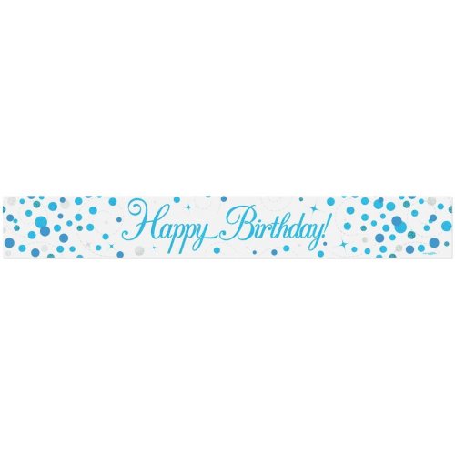 Sparkling Fizz Blue Happy Birthday Foil Banner