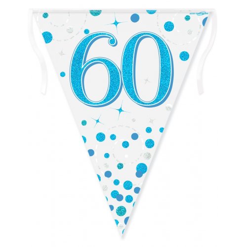 Sparkling Fizz Blue 60th Birthday Flag Banner