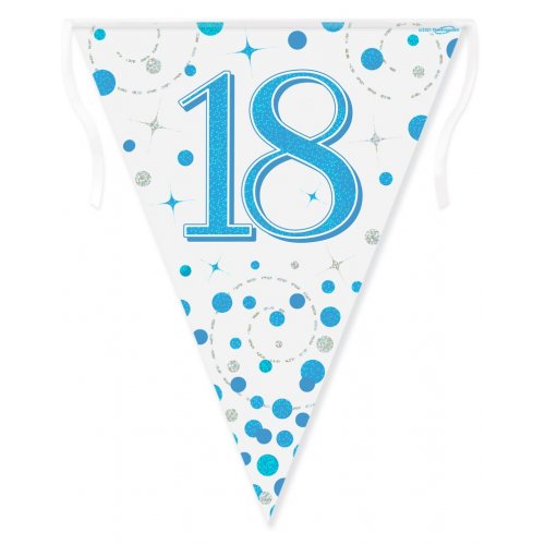 Sparkling Fizz Blue 18th Birthday Flag Banner