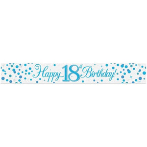 Sparkling Fizz Blue 18th Happy Birthday Foil Banner