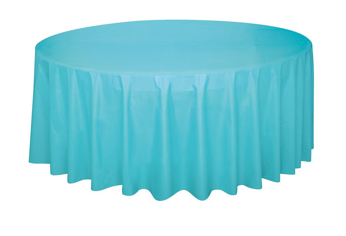 Terrific Teal Plastic Round Tablecover