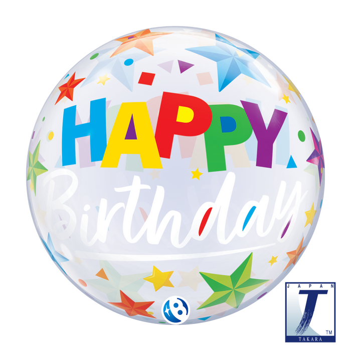 Birthday Brilliant Stars 22 Inch Takara Bubble Balloon UNINFLATED