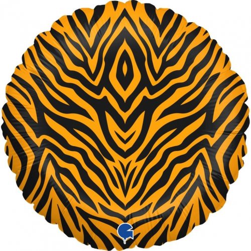 18" Tiger Striped Round Foil Balloon UNINFLATED