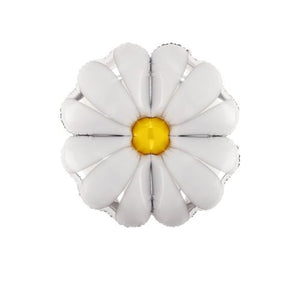 White Daisy with Yellow  SuperShape Foil Balloon UNINFLATED