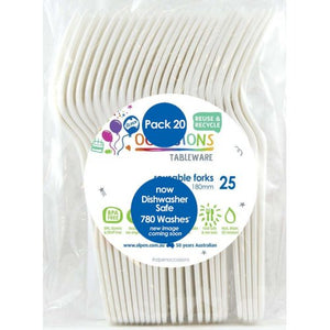 White Plastic Forks - Pack of 20