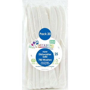 White Plastic Knives - Pack of 20