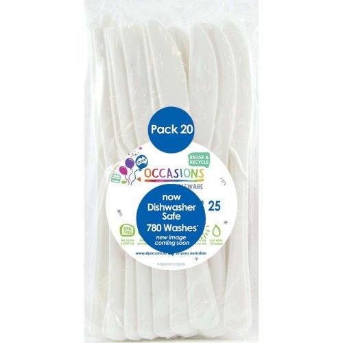 White Plastic Knives - Pack of 20