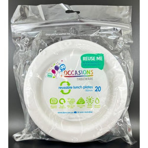 White Plastic Lunch Plates - Pack of 20