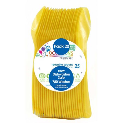Yellow Plastic Spoons - Pack of 20