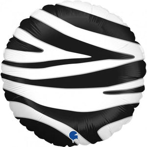18" Zebra Striped  Round Foil Balloon UNINFLATED