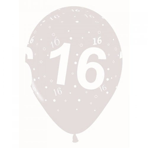 11 Inch Printed 16 Crystal Clear Sempertex Latex Balloon UNINFLATED