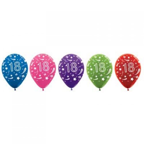 11 Inch Printed 18 Metallic Assorted Sempertex Latex Balloon UNINFLATED