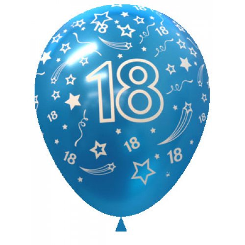 11 Inch Printed 18 Metallic Blue Sempertex Latex Balloon UNINFLATED