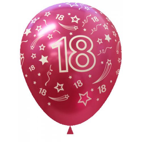 11 Inch Printed 18 Metallic Fuchsia Pink Sempertex Latex Balloon UNINFLATED