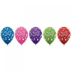 11 Inch Printed 30 Metallic Assorted Sempertex Latex Balloon UNINFLATED