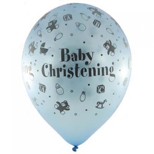 11 Inch Printed Baby Boy Christening Pearl Blue Sempertex Latex Balloon UNINFLATED