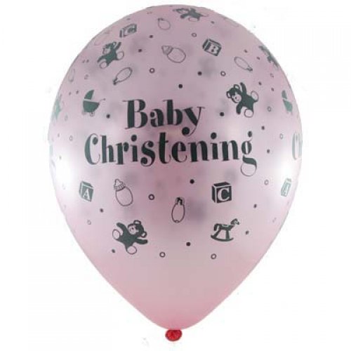 11 Inch Printed Baby Girl Christening Pearl Pink Sempertex Latex Balloon UNINFLATED