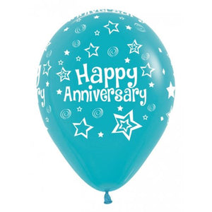 11 Inch Printed Happy Anniversary Fashion Assorted Sempertex Latex Balloon UNINFLATED