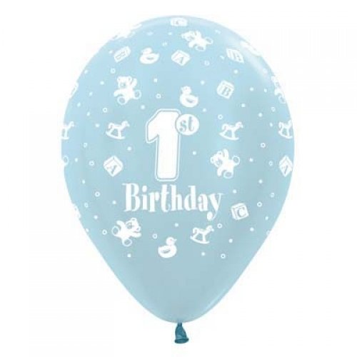 11 Inch Printed First Birthday Boy Sempertex Latex Balloon UNINFLATED