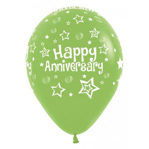 11 Inch Printed Happy Anniversary Fashion Assorted Sempertex Latex Balloon UNINFLATED