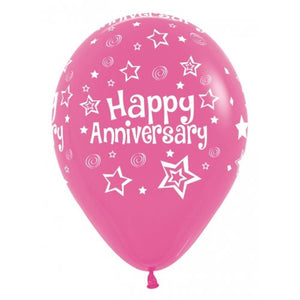 11 Inch Printed Happy Anniversary Fashion Assorted Sempertex Latex Balloon UNINFLATED