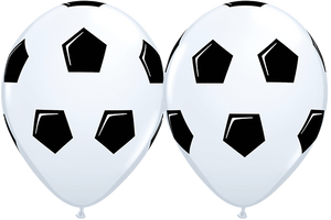 11 Inch Printed White Soccer Ball / Football Qualatex Latex Balloon UNINFLATED