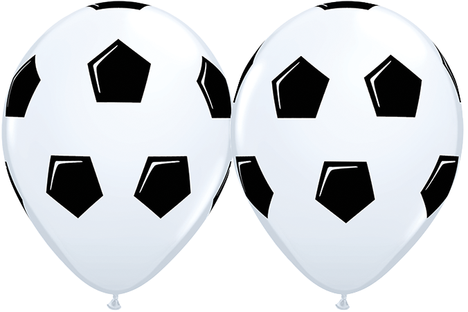 11 Inch Printed White Soccer Ball / Football Qualatex Latex Balloon UNINFLATED