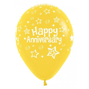11 Inch Printed Happy Anniversary Fashion Assorted Sempertex Latex Balloon UNINFLATED
