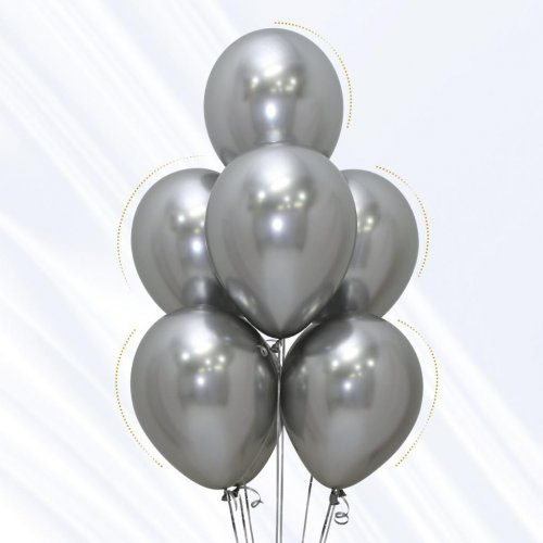 11 Inch Reflex Silver Sempertex Latex Balloon UNINFLATED