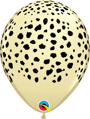 11 Inch Round Ivory Silk Cheetah Spots Qualatex Printed Latex Balloons UNINFLATED