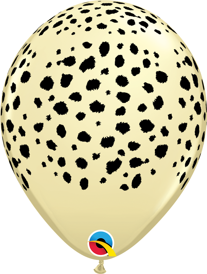 11 Inch Round Ivory Silk Cheetah Spots Qualatex Printed Latex Balloons UNINFLATED