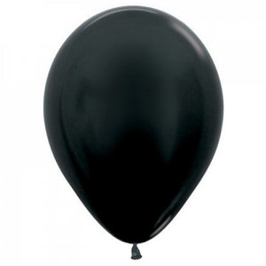 11 Inch Round Metallic Black Sempertex Plain Latex Balloons UNINFLATED