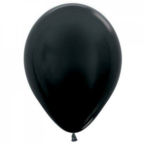 11 Inch Round Metallic Black Sempertex Plain Latex Balloons UNINFLATED