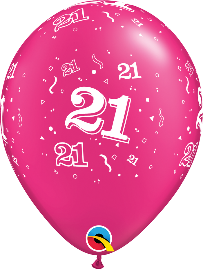 11 Inch Round Pearl Magenta 21-A-Round Qualatex Printed Latex Balloons UNINFLATED